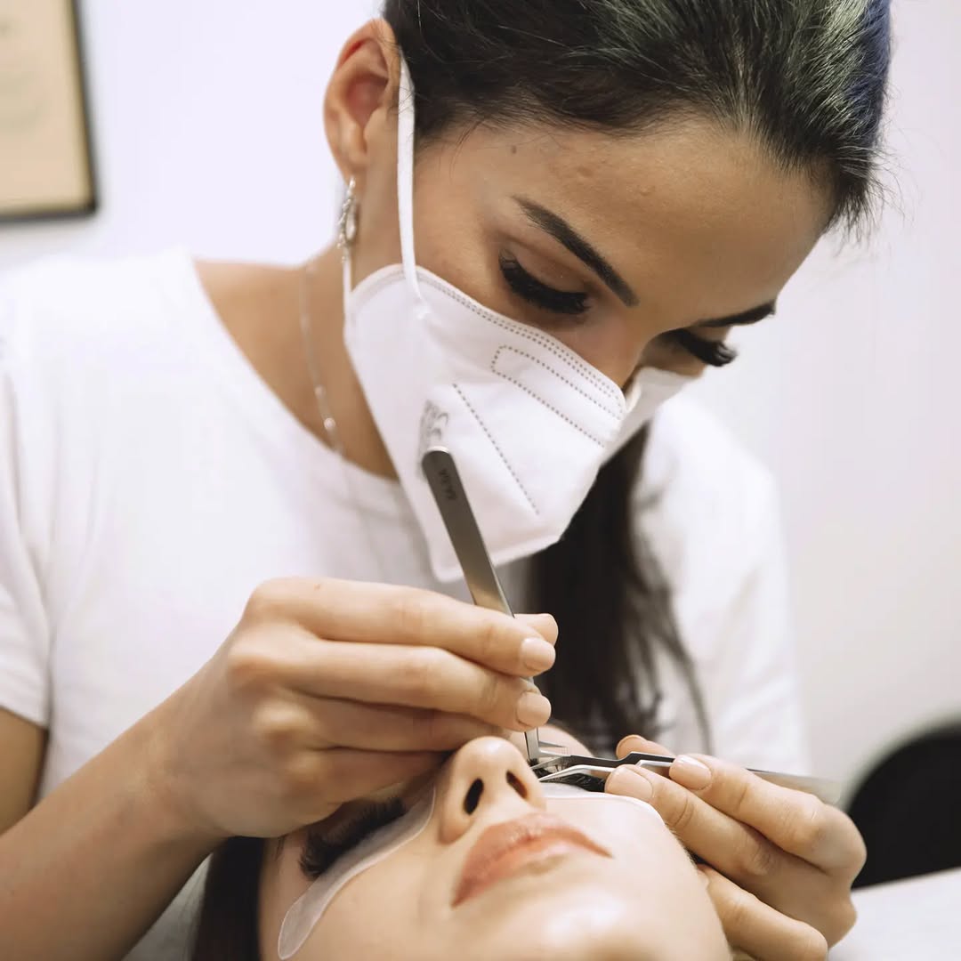 Professional eyelash extension application