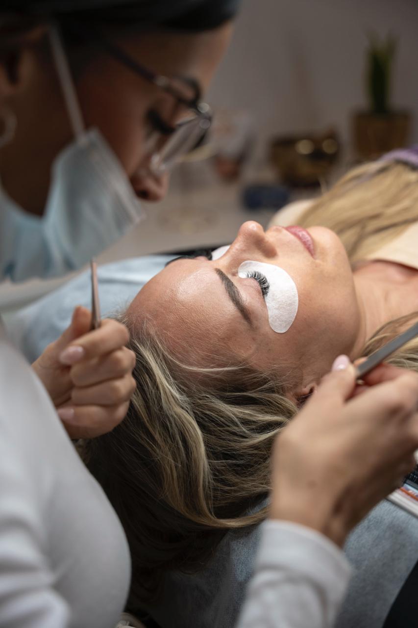 Lash treatment inside the studio